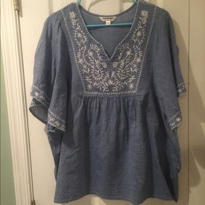 Tantrums denim blue XL embroidered top